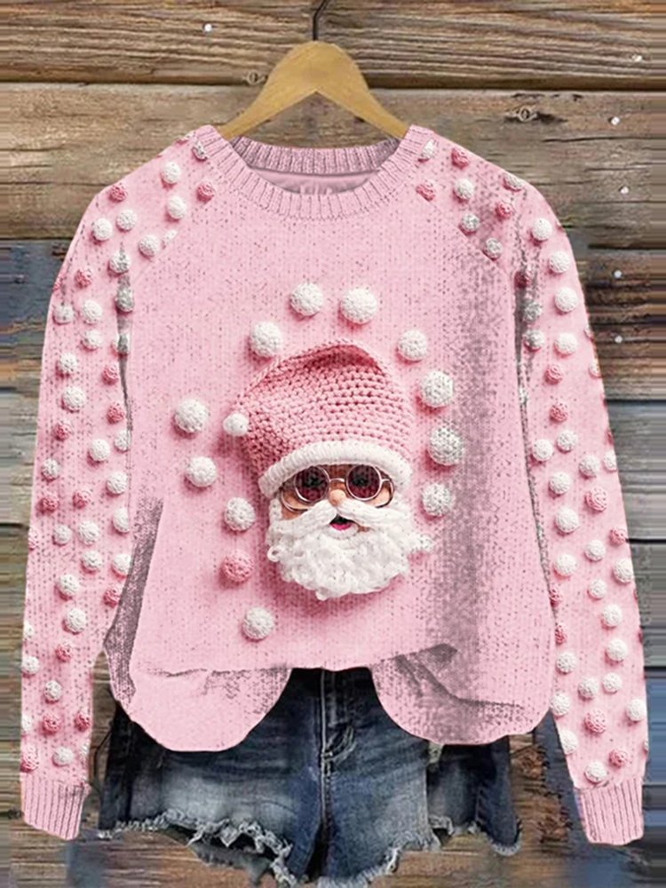 Cute Pink Santa Knitted Sweater