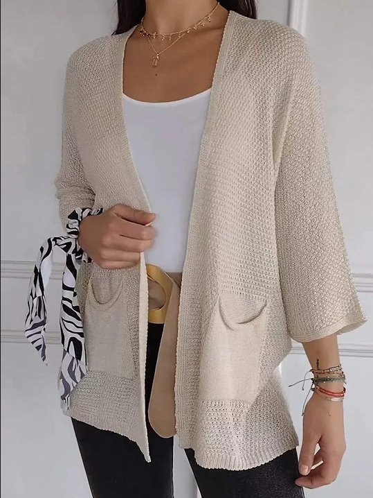 Pocket Stitching V Neck Casual Cardigan