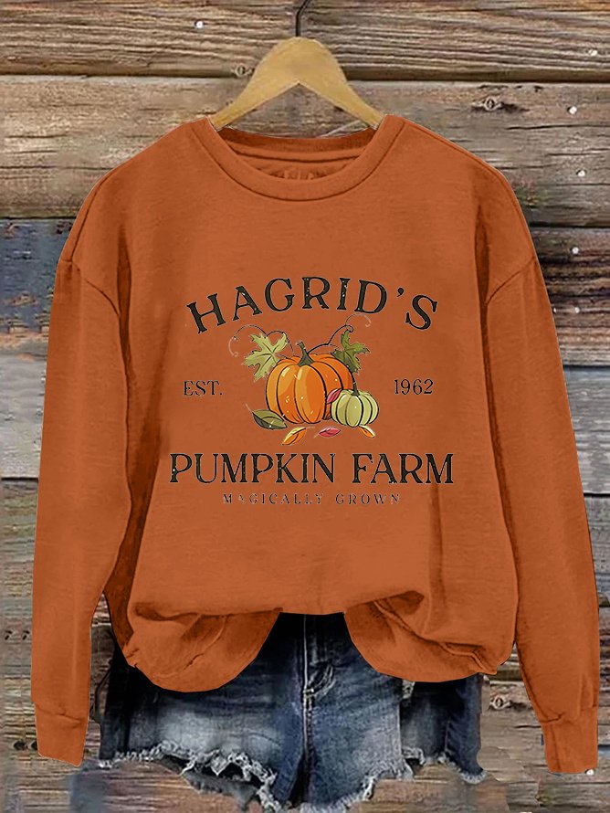 Hagrid's Pumpkin Patch Print Casual Sweatshirt