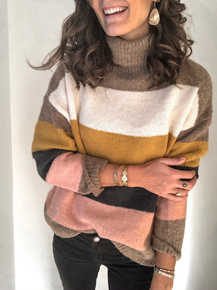 Yarn/Wool Yarn Crew Neck Loose Casual Sweater