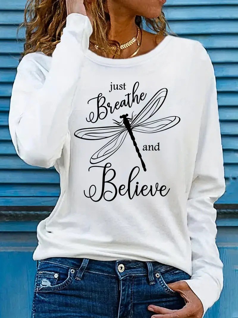 Loose Jersey Casual Dragonfly T-Shirt