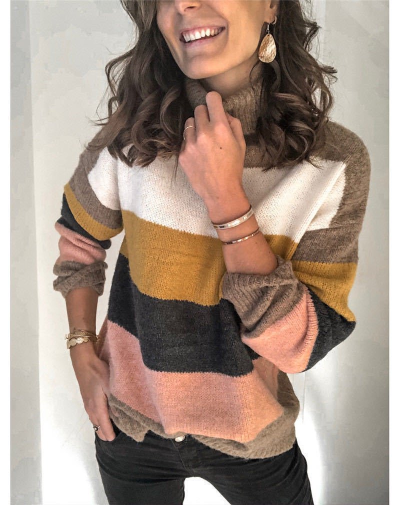 Yarn/Wool Yarn Crew Neck Loose Casual Sweater