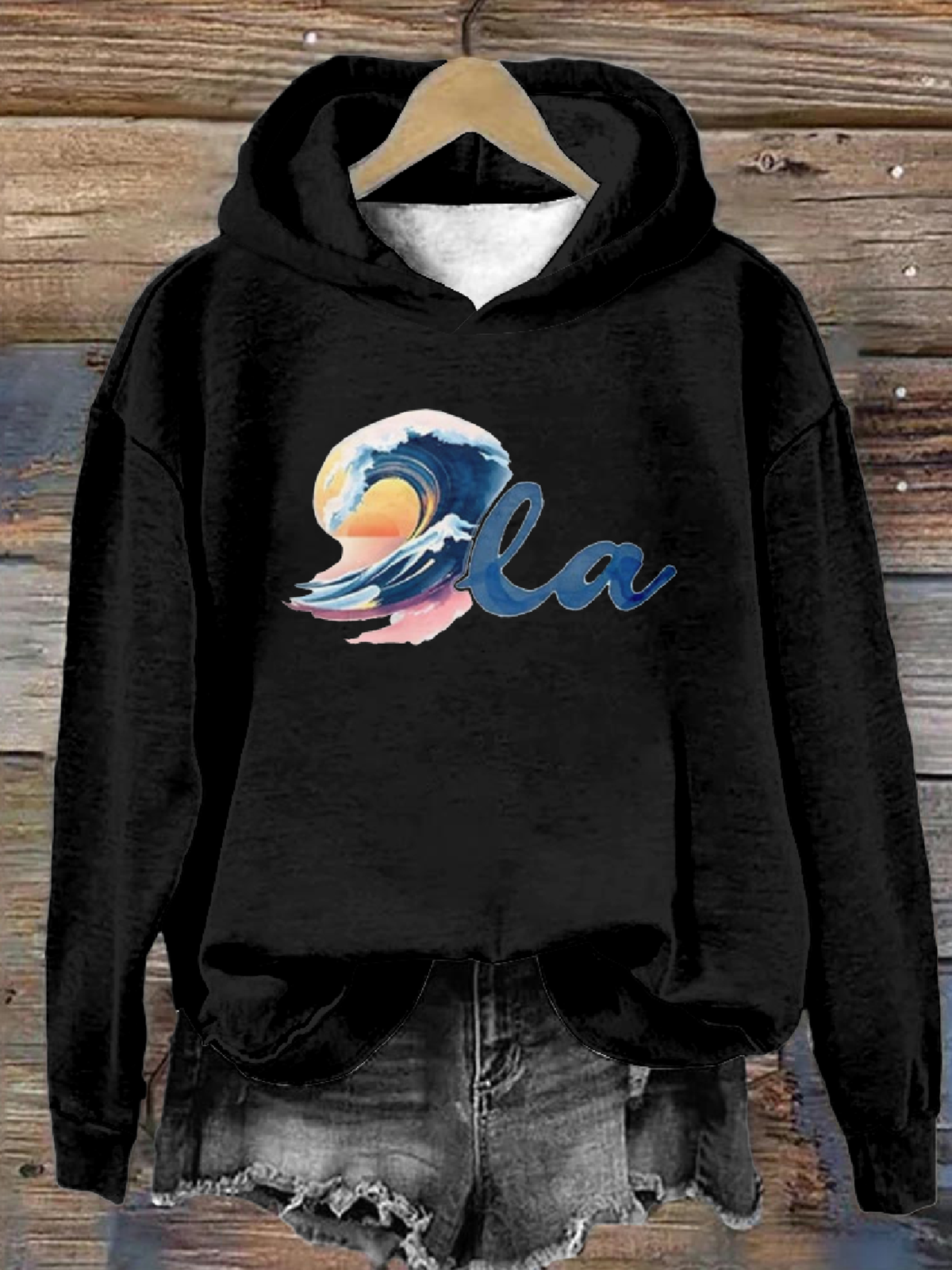 Blue Wave Casual Loose Casual Hoodie