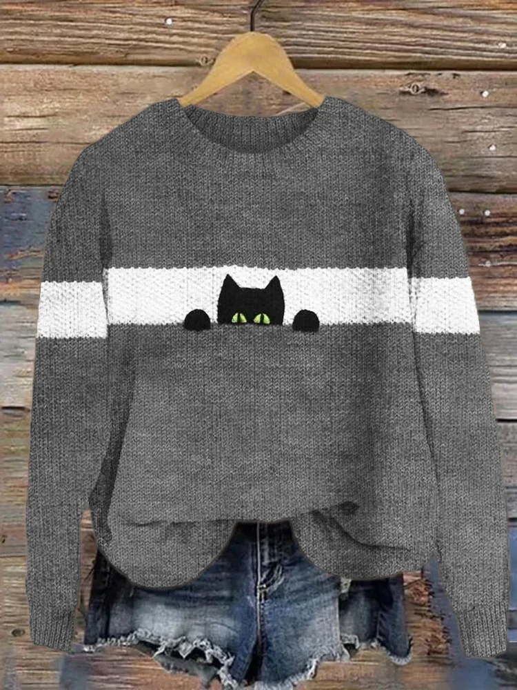 Funny Cat Knit Cozy Sweater