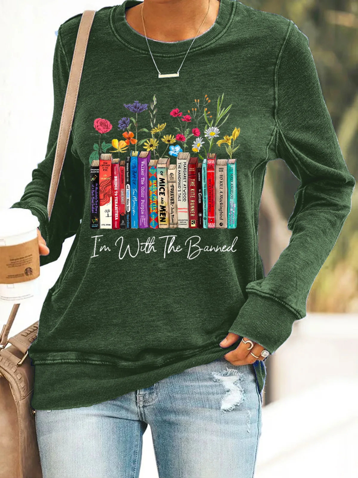 I'm With The Banned Flowers Book Lover Gift Casual Sweatshirt