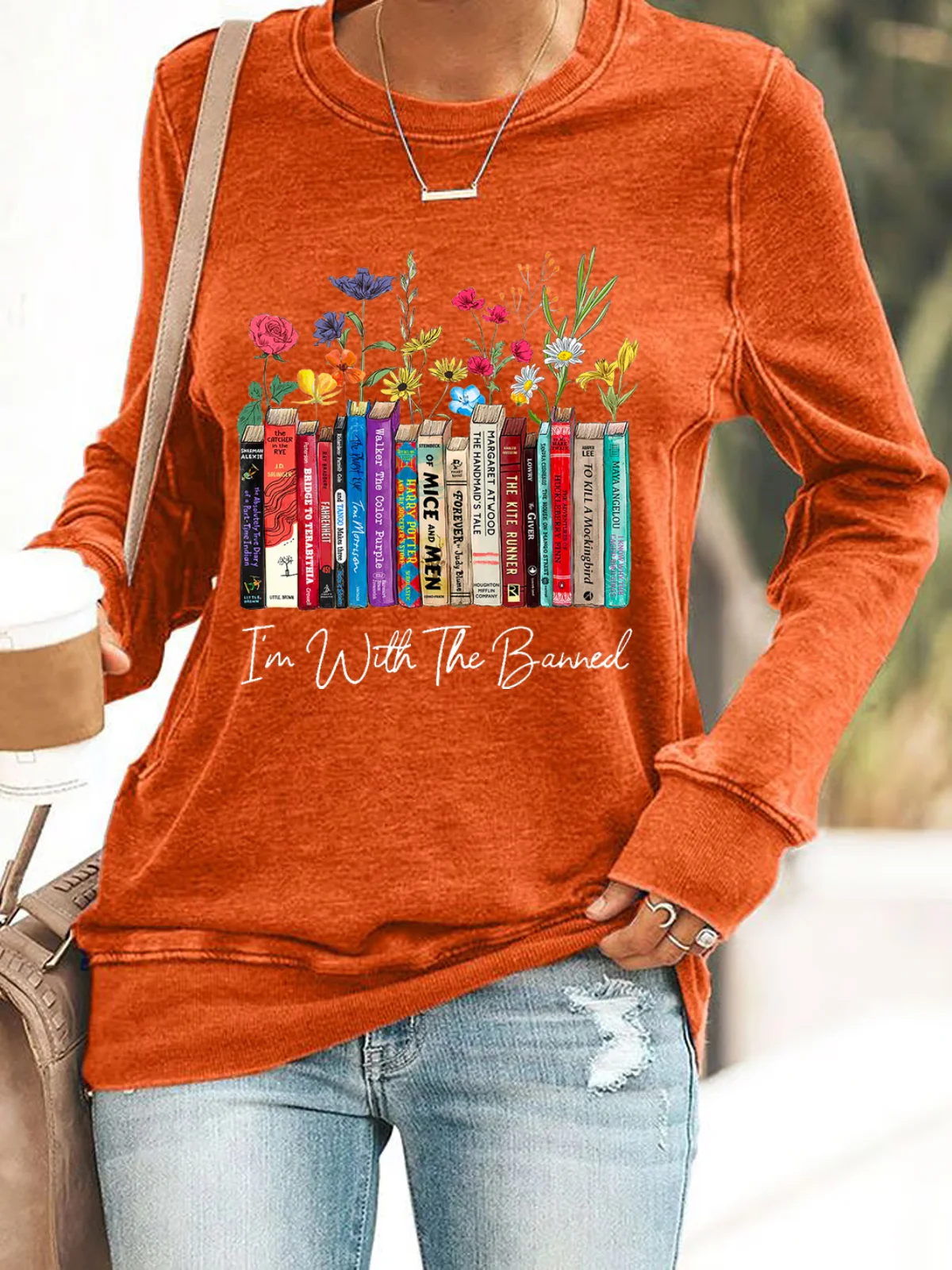 I'm With The Banned Flowers Book Lover Gift Casual Sweatshirt