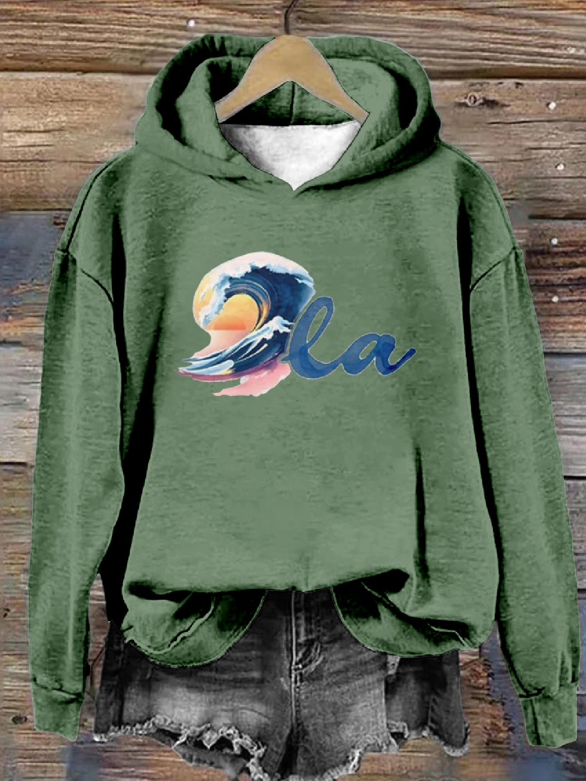 Blue Wave Casual Loose Casual Hoodie