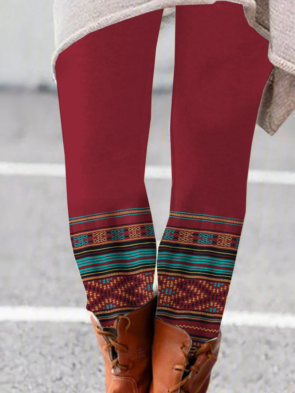 Ethnic printed casual tight leggings