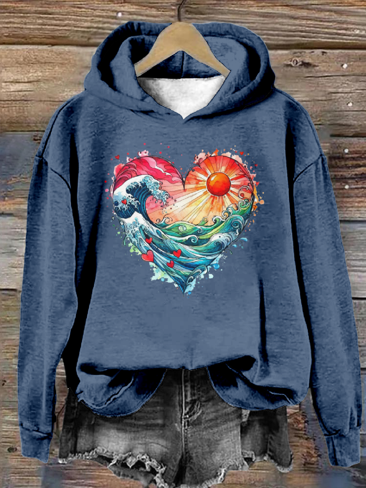 Blue Wave Hoodie Casual Hoodie