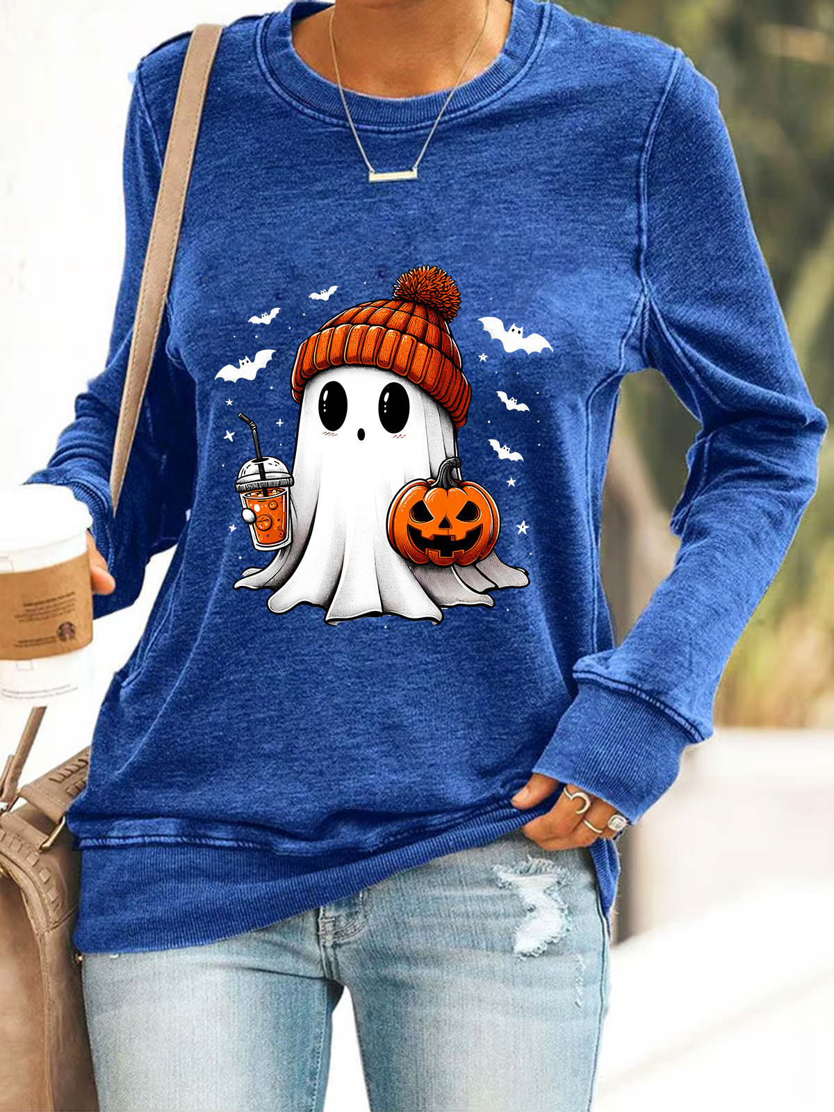 Cute Ghost Halloween Casual Sweatshirt