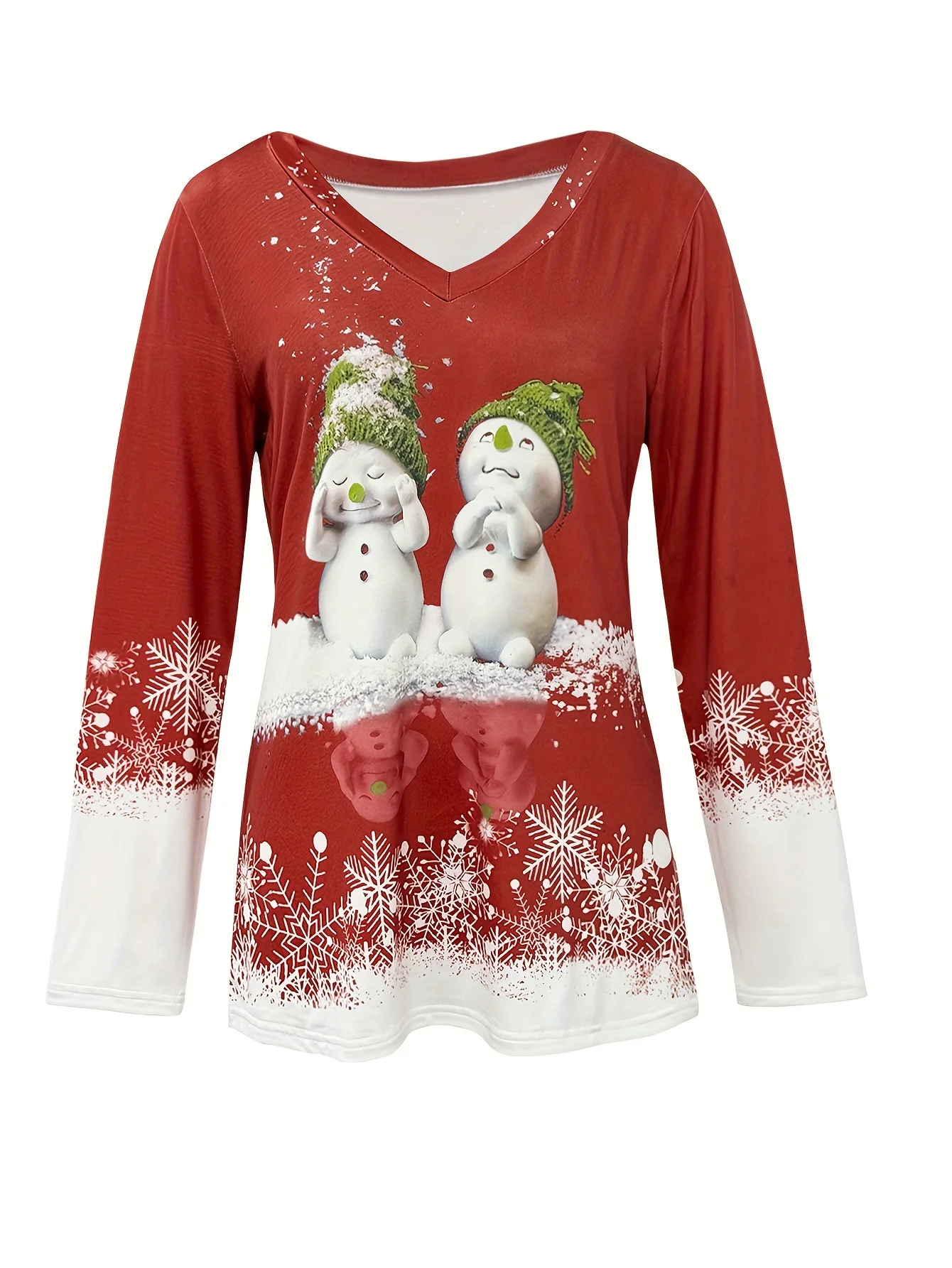 Christmas Casual V Neck Cotton T-Shirt