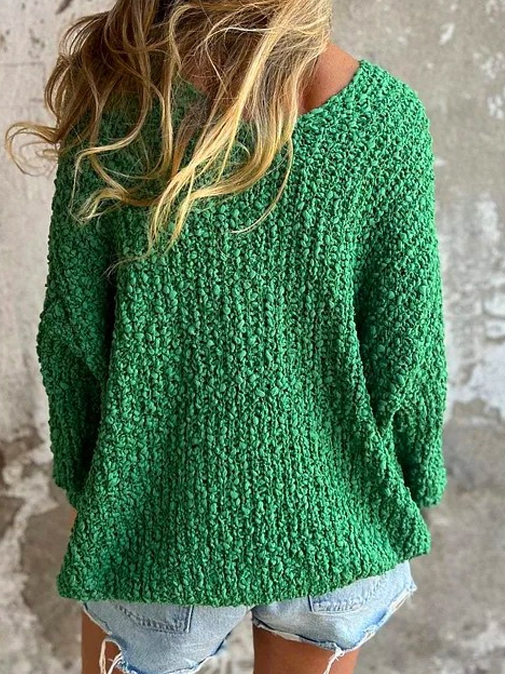 Yarn/Wool Yarn Casual Loose Plain Sweater