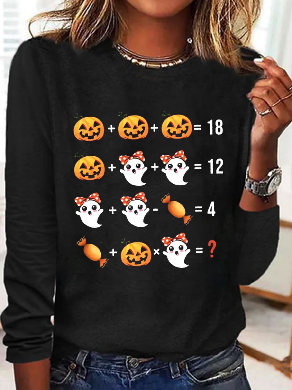 Halloween Pumpkin Printed Casual Women's T-shirt