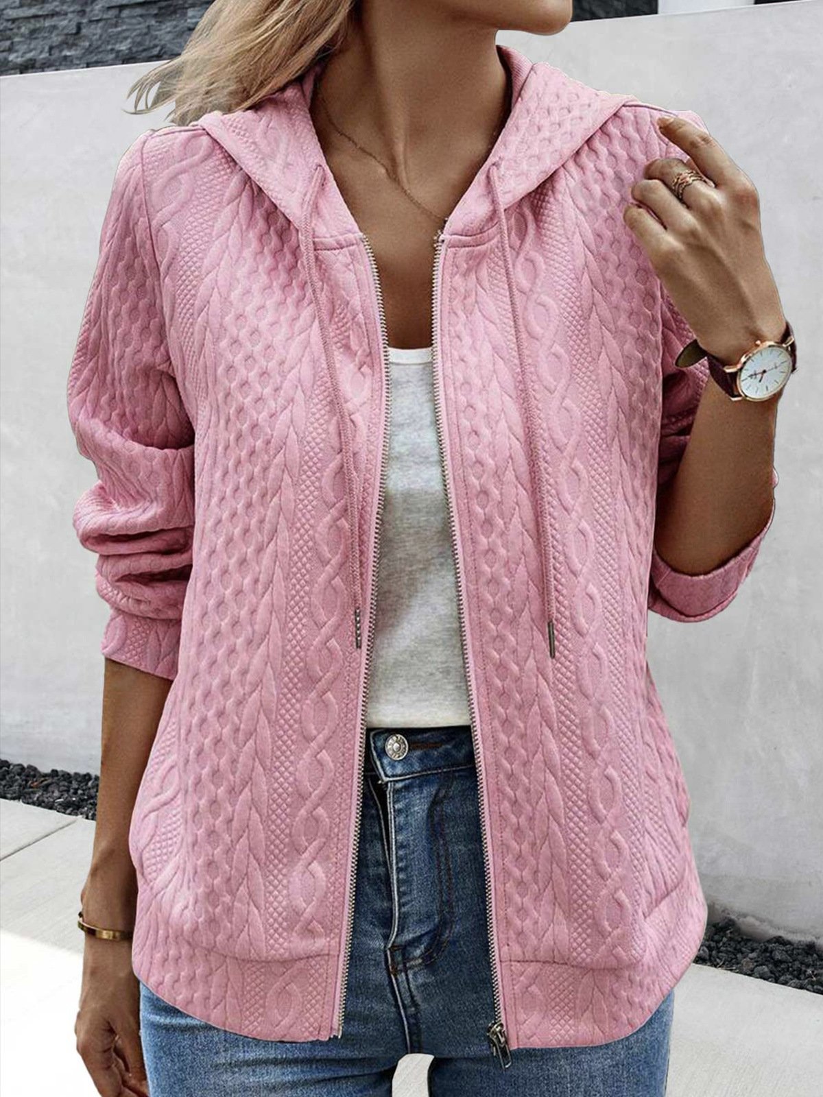 Plain Casual Hoodie Jacket