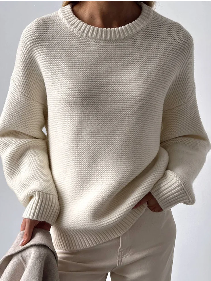 Casual Wool/Knitting Crew Neck Plain Sweater