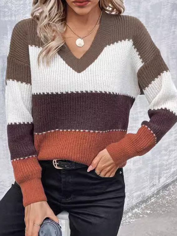 Color Block Casual Loose Sweater