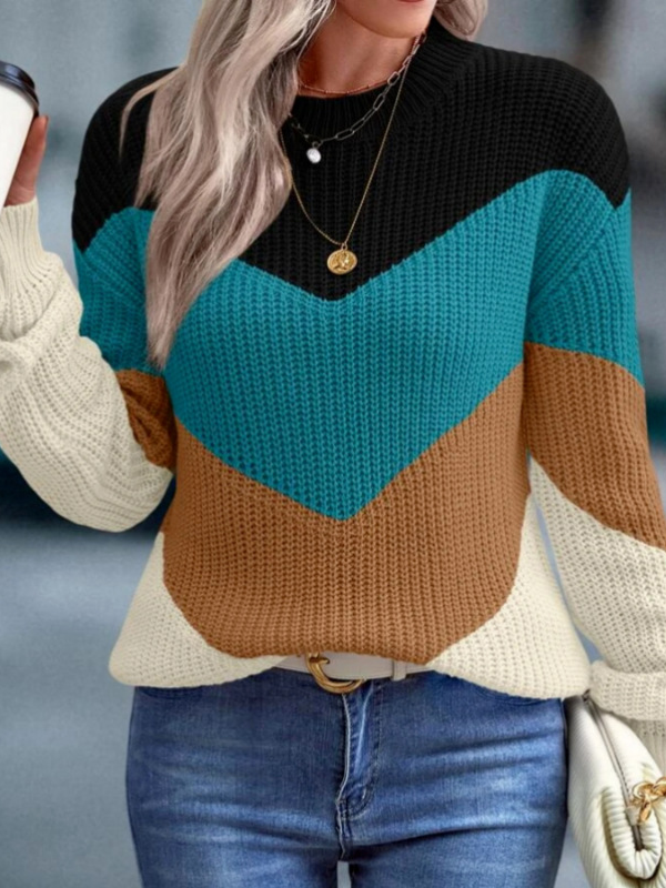 Loose Color Block Casual Sweater