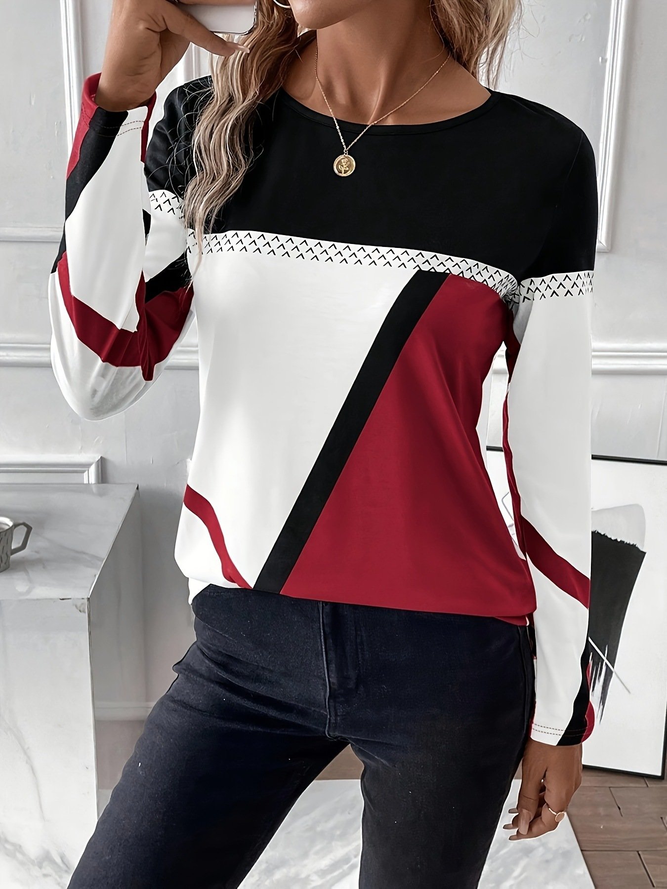 Crew Neck Casual Loose Blouse