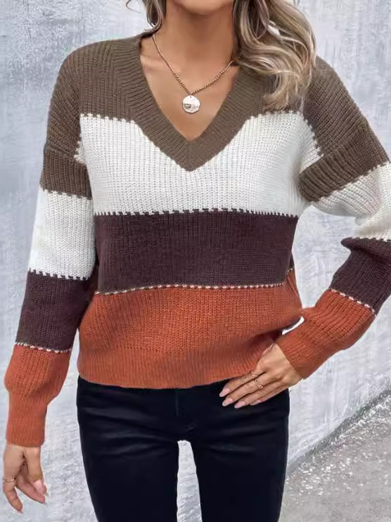 Color Block Casual Loose Sweater