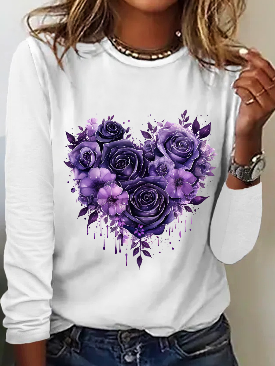 Gothic Floral Heart Casual Long Sleeve Shirt