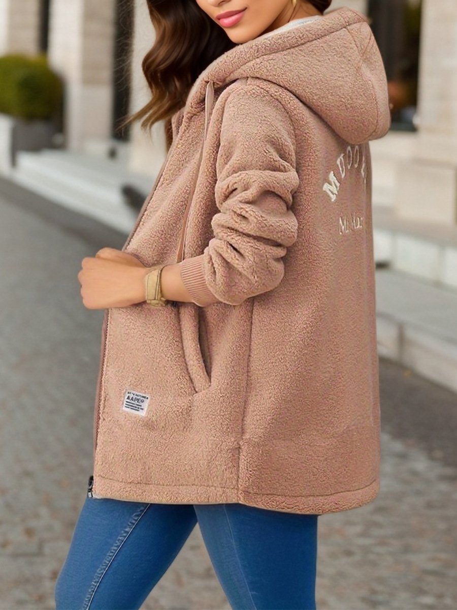 Fluff/Granular Fleece Fabric Hoodie Casual Jacket