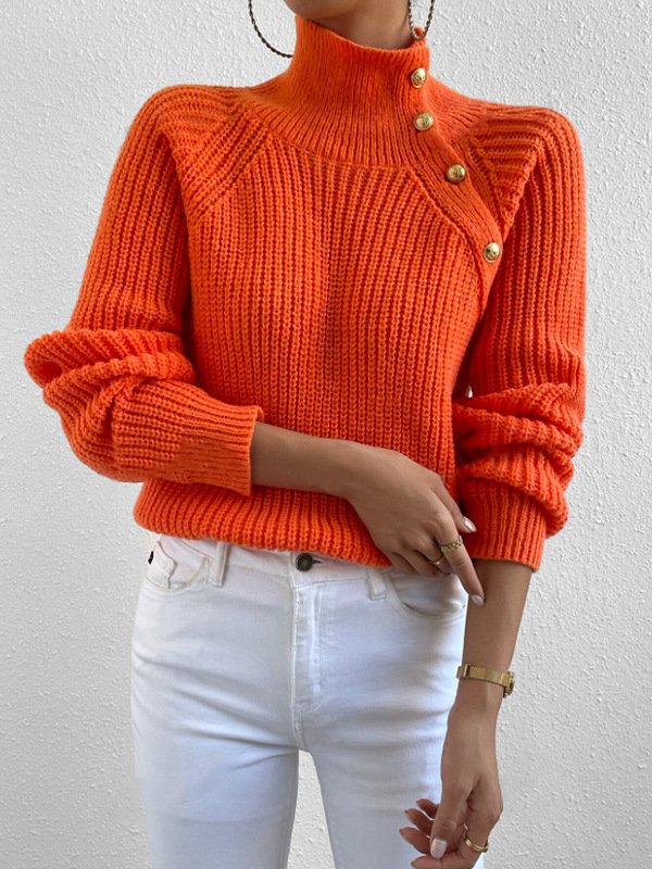 Turtleneck Casual Loose Yarn/Wool Yarn Sweater