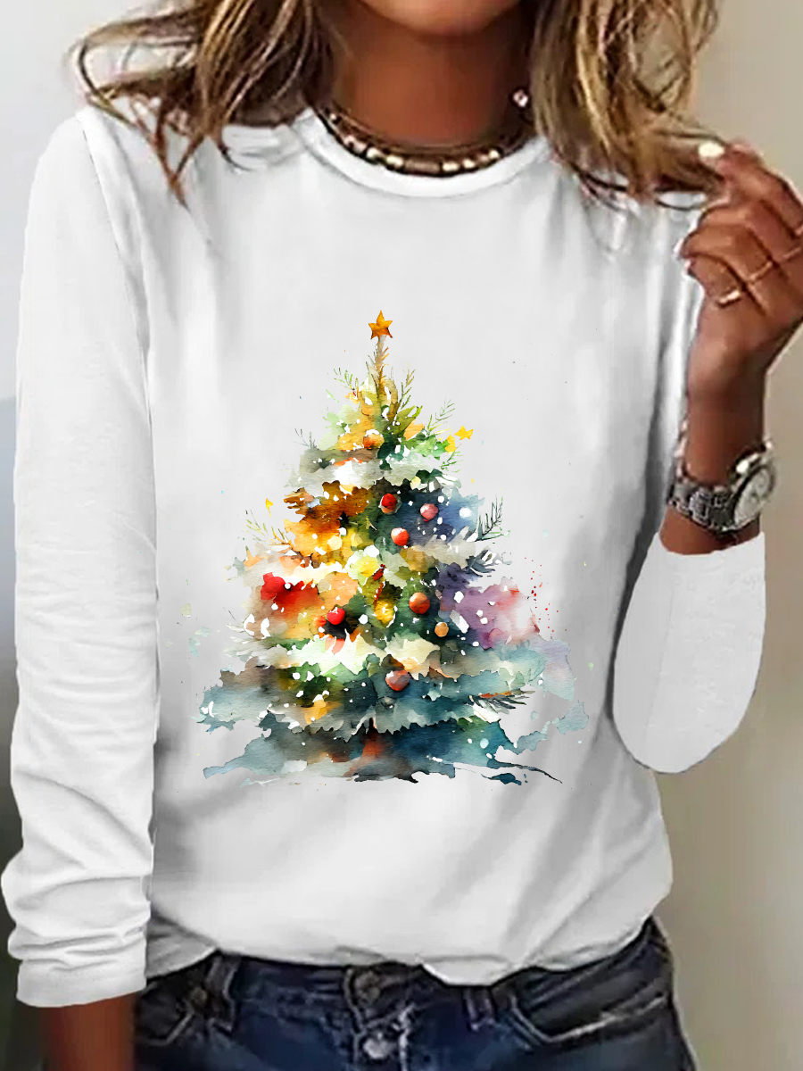 Christmas Tree Casual Long Sleeve Shirt