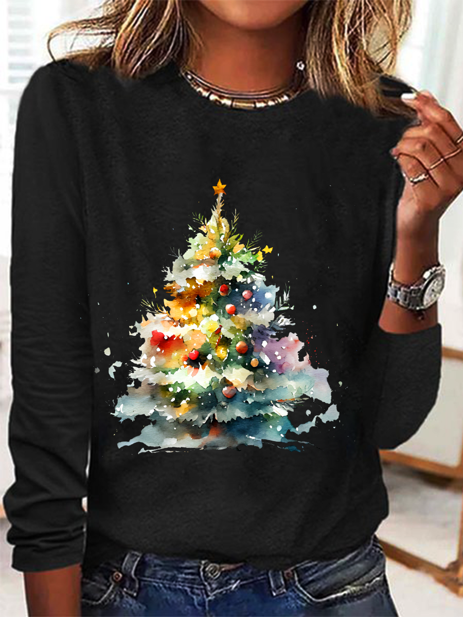 Christmas Tree Casual Long Sleeve Shirt