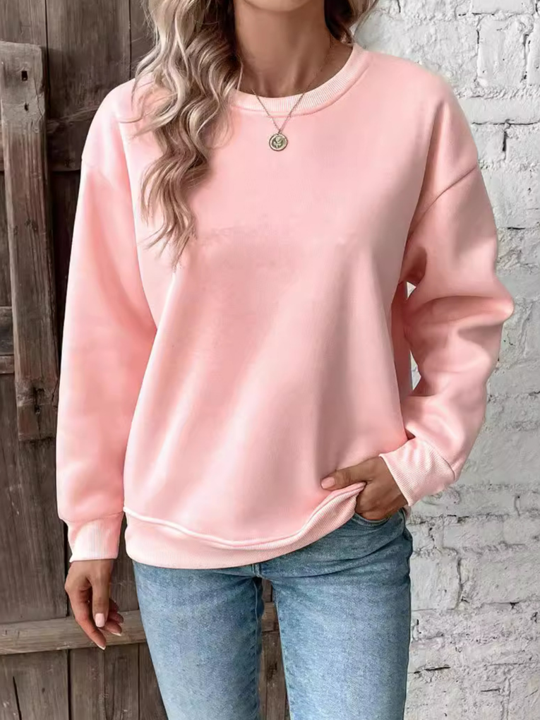 Crew Neck Casual Regular Fit Plain Sweatshirt