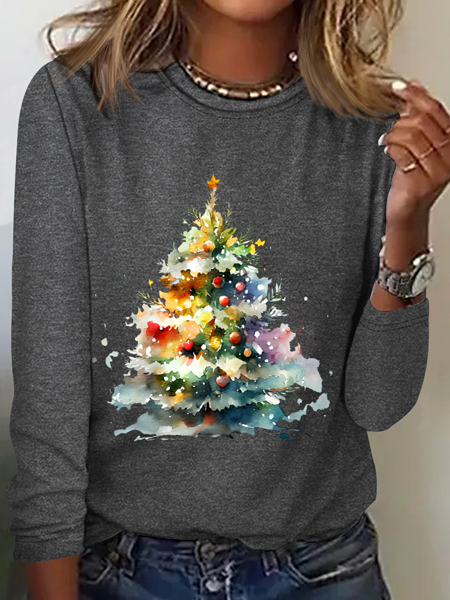 Christmas Tree Casual Long Sleeve Shirt