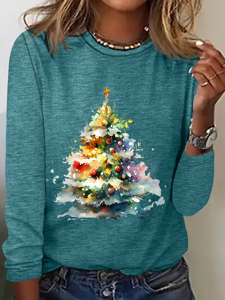 Christmas Tree Casual Long Sleeve Shirt