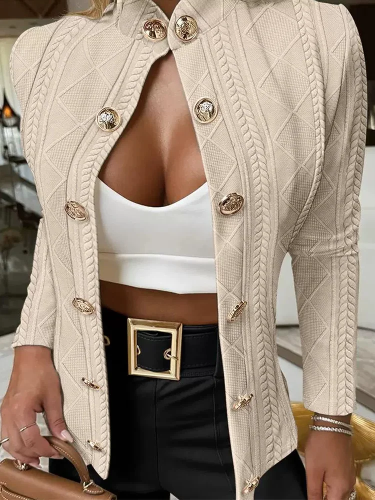 Loose Casual Buckle Plain Jacket