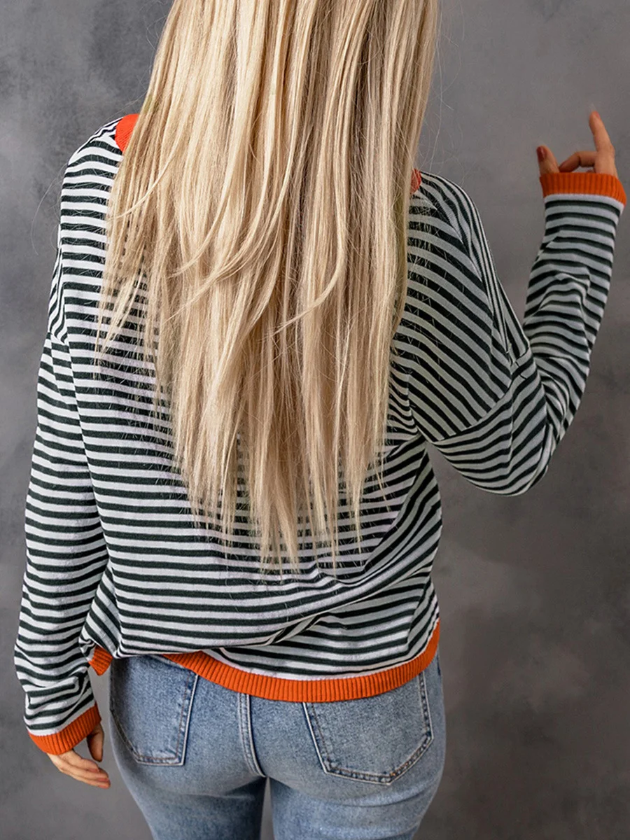 Cotton Striped Loose Casual Sweater