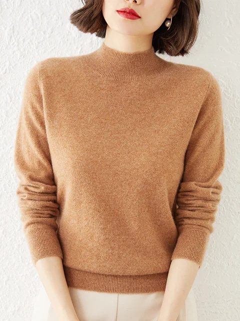 V Neck Yarn/Wool Yarn Casual Loose Sweater