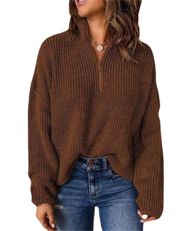 Casual Mock Neck Cotton Sweater