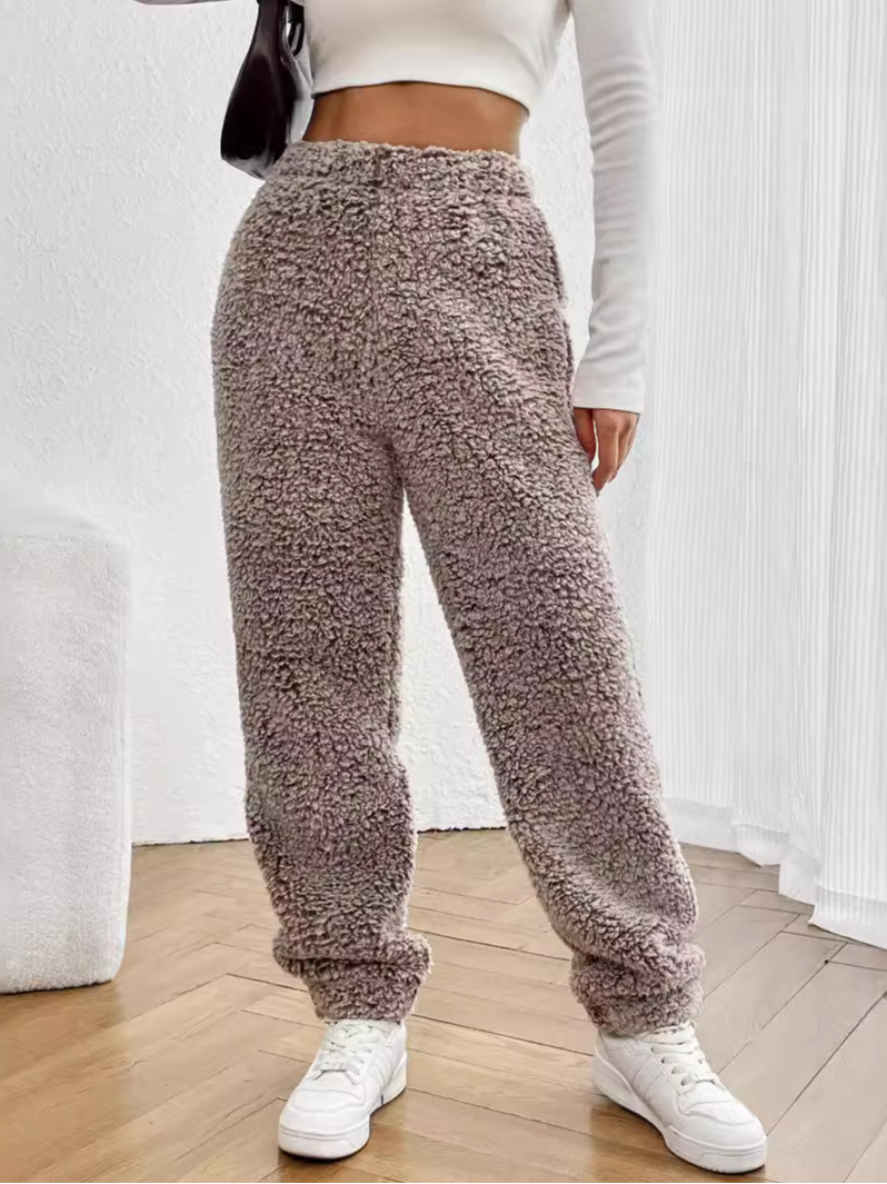 Loose Fluff/Granular Fleece Fabric Casual Pants