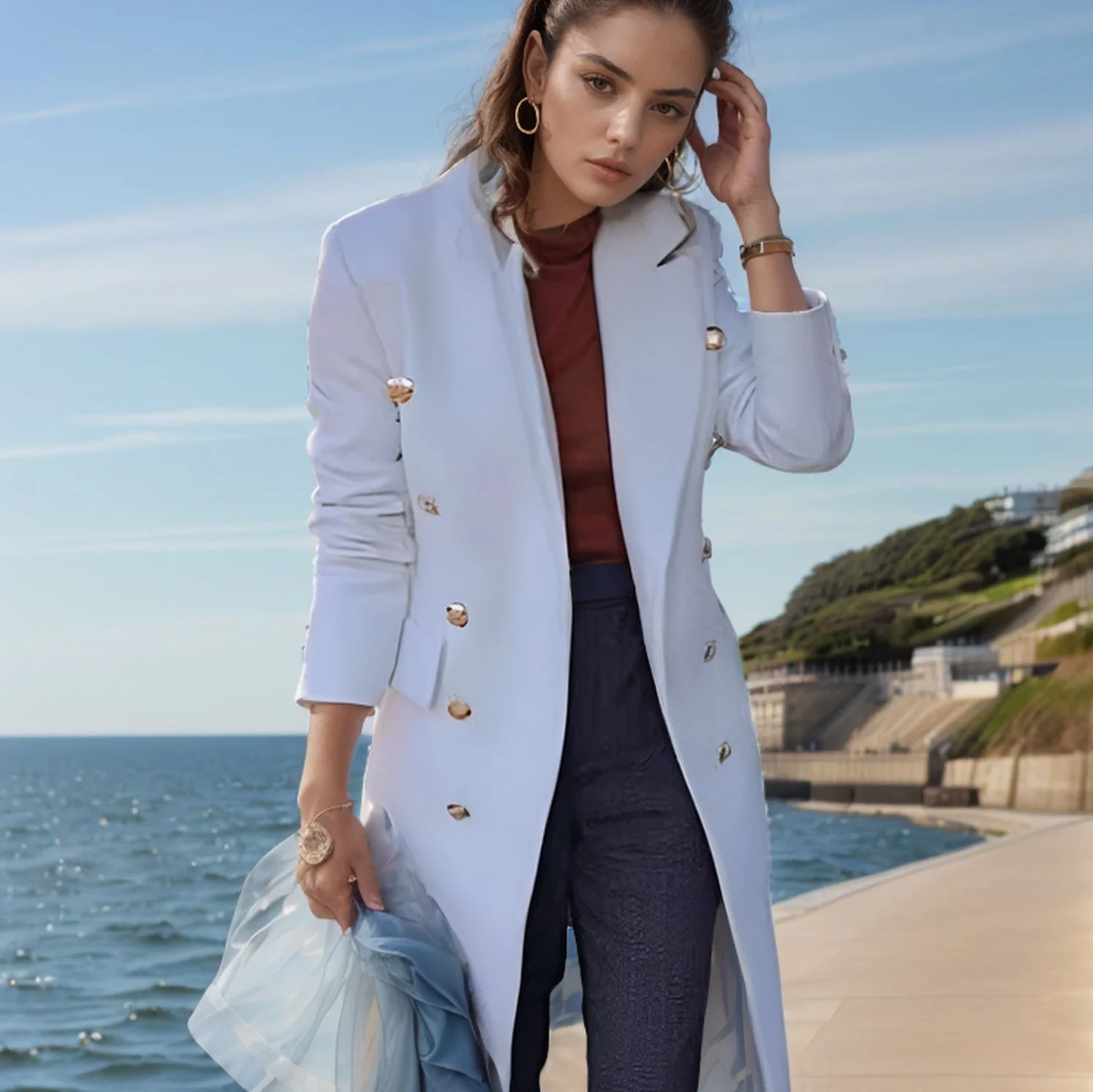 Plain Casual Loose Lapel Collar Coat