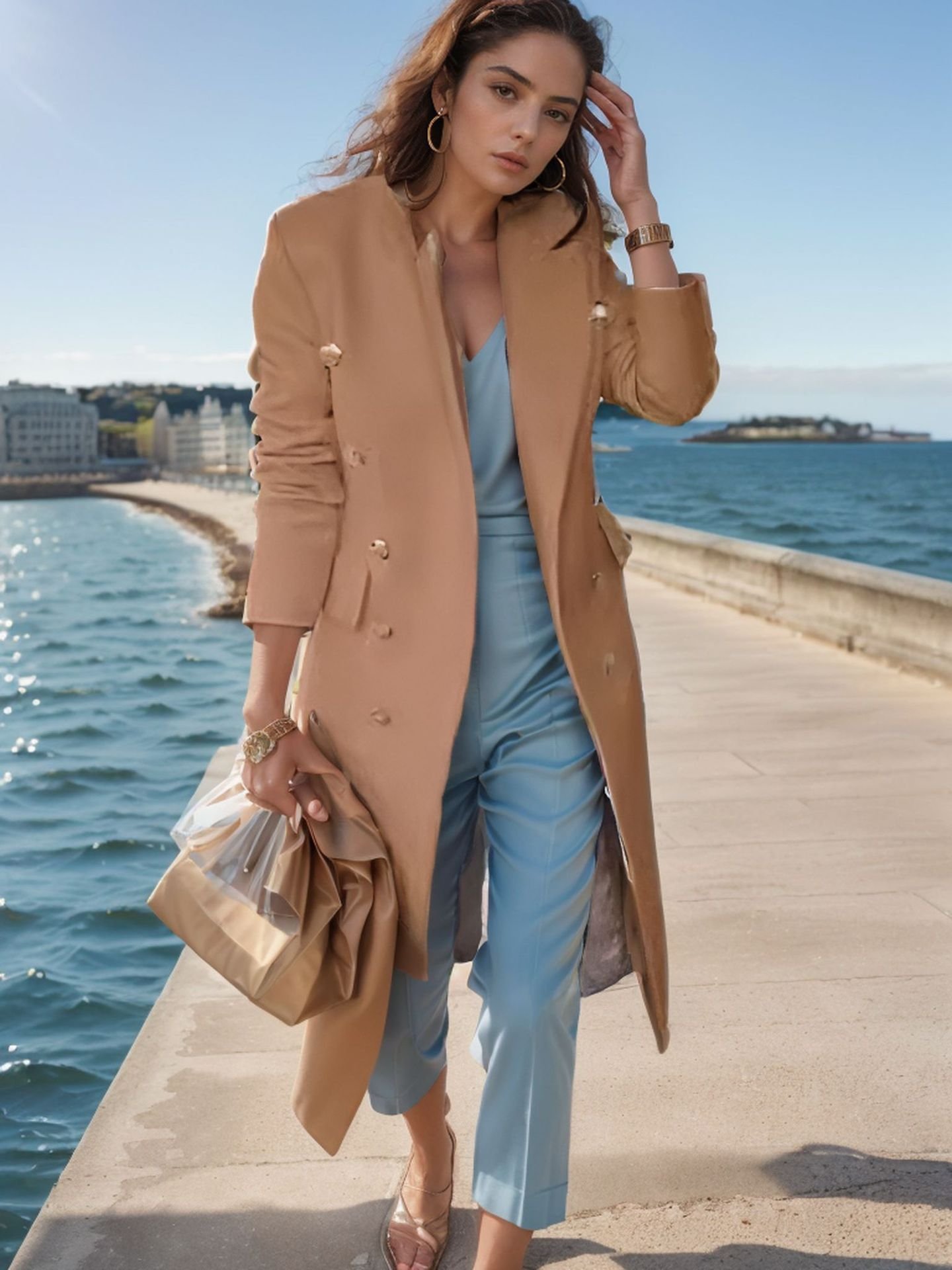 Plain Casual Loose Lapel Collar Coat