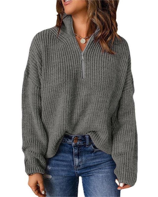 Casual Mock Neck Cotton Sweater