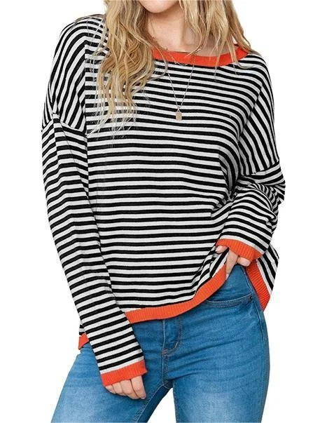 Cotton Striped Loose Casual Sweater