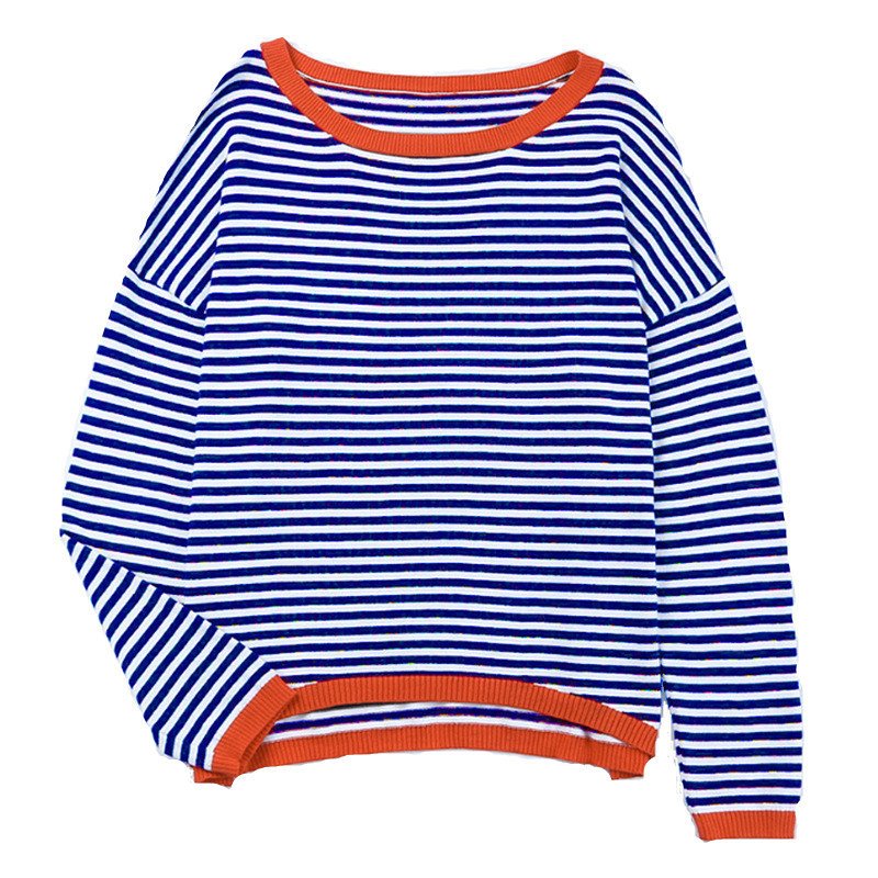 Cotton Striped Loose Casual Sweater