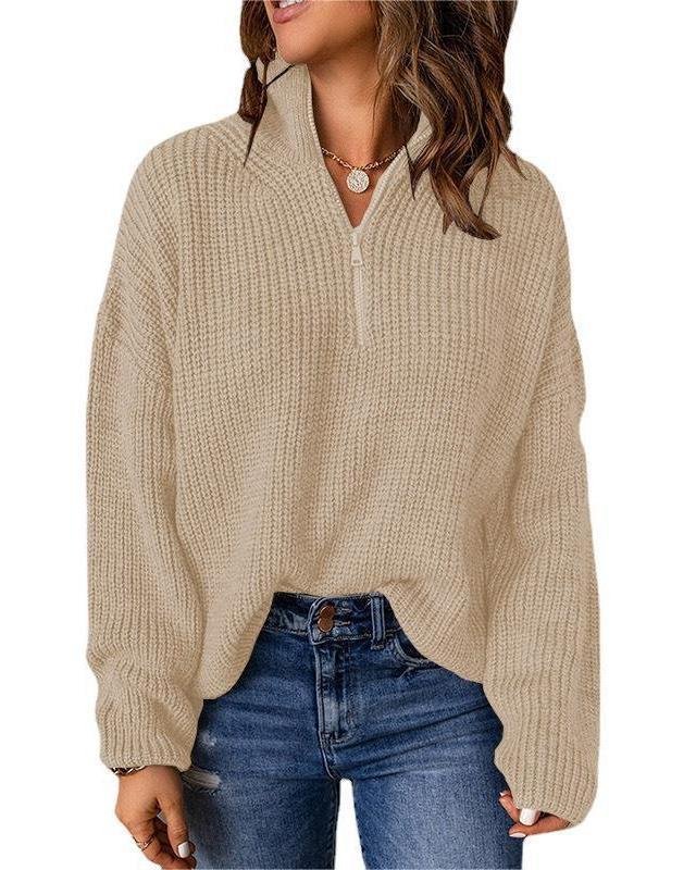 Casual Mock Neck Cotton Sweater