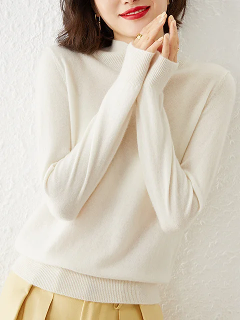 V Neck Yarn/Wool Yarn Casual Loose Sweater