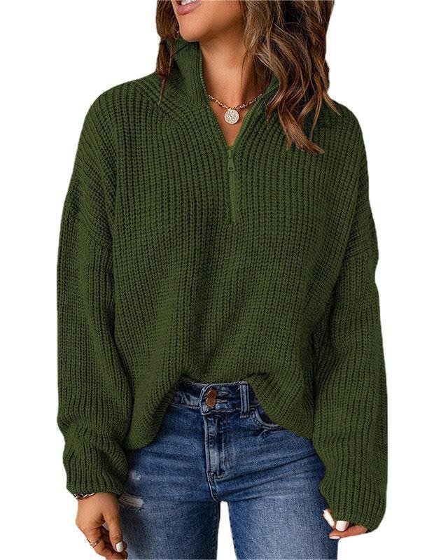 Casual Mock Neck Cotton Sweater