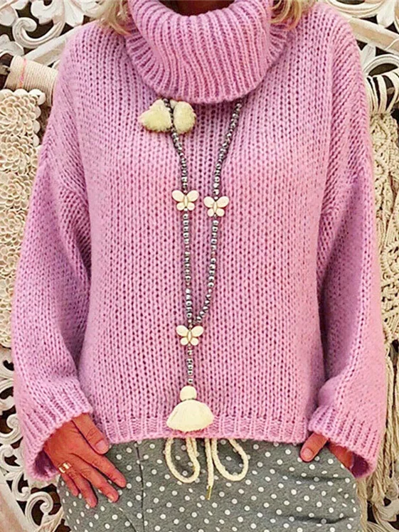 Yarn/Wool Yarn Plain Casual Sweater