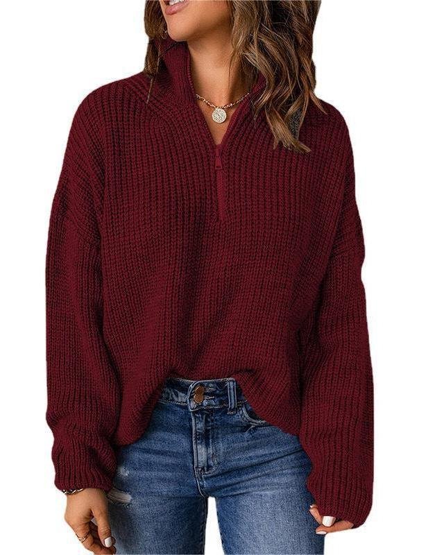 Casual Mock Neck Cotton Sweater