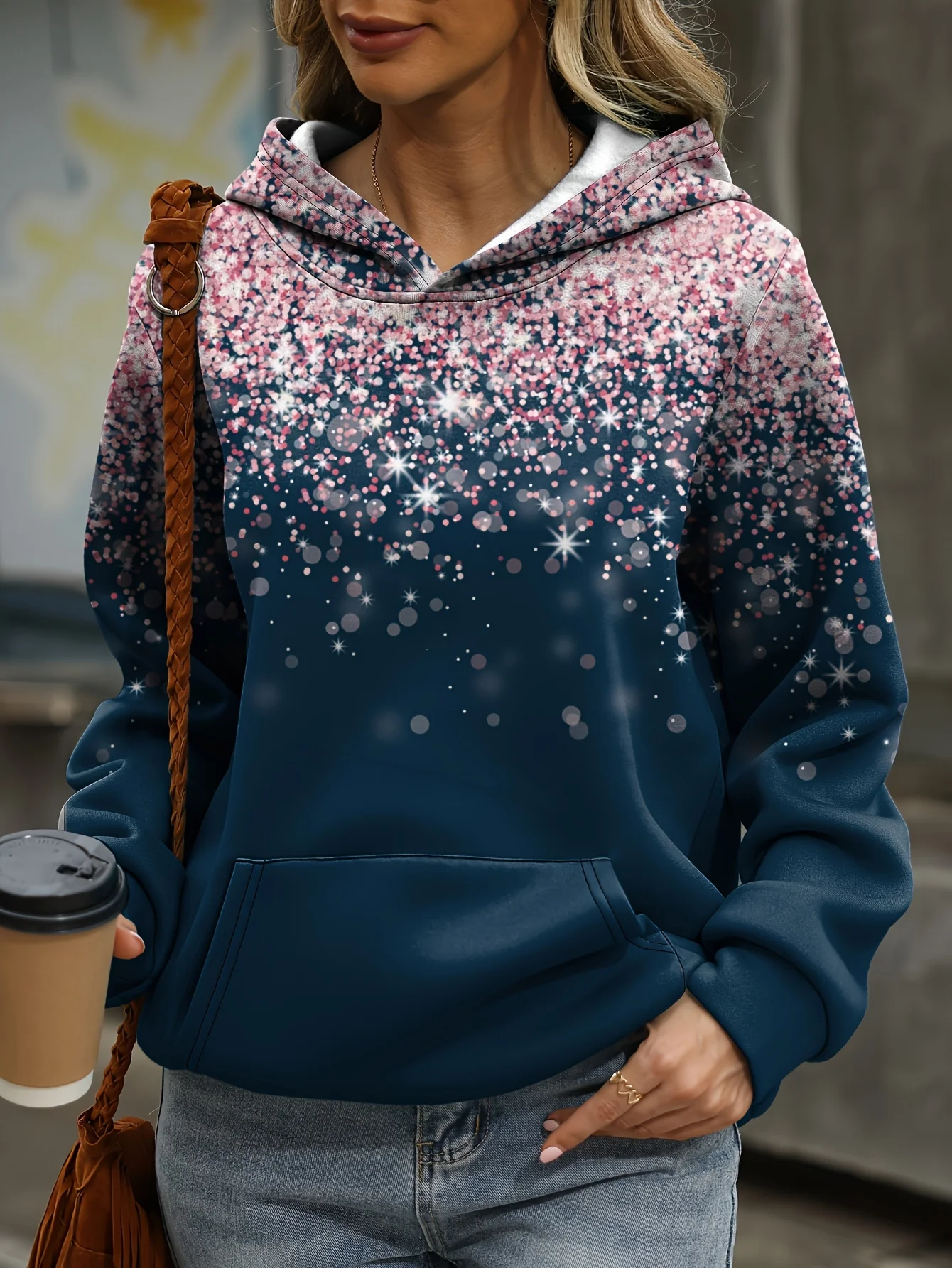 Loose Casual And Comfortable Starry Sky Pattern Hoodie