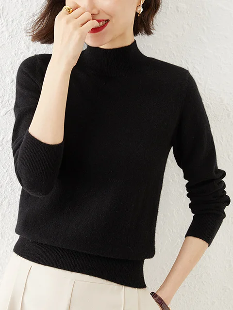 V Neck Yarn/Wool Yarn Casual Loose Sweater