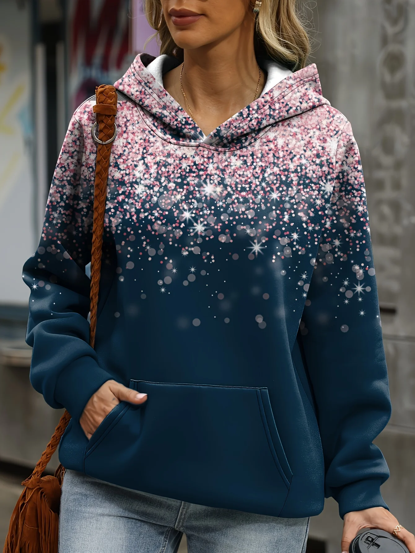 Loose Casual And Comfortable Starry Sky Pattern Hoodie