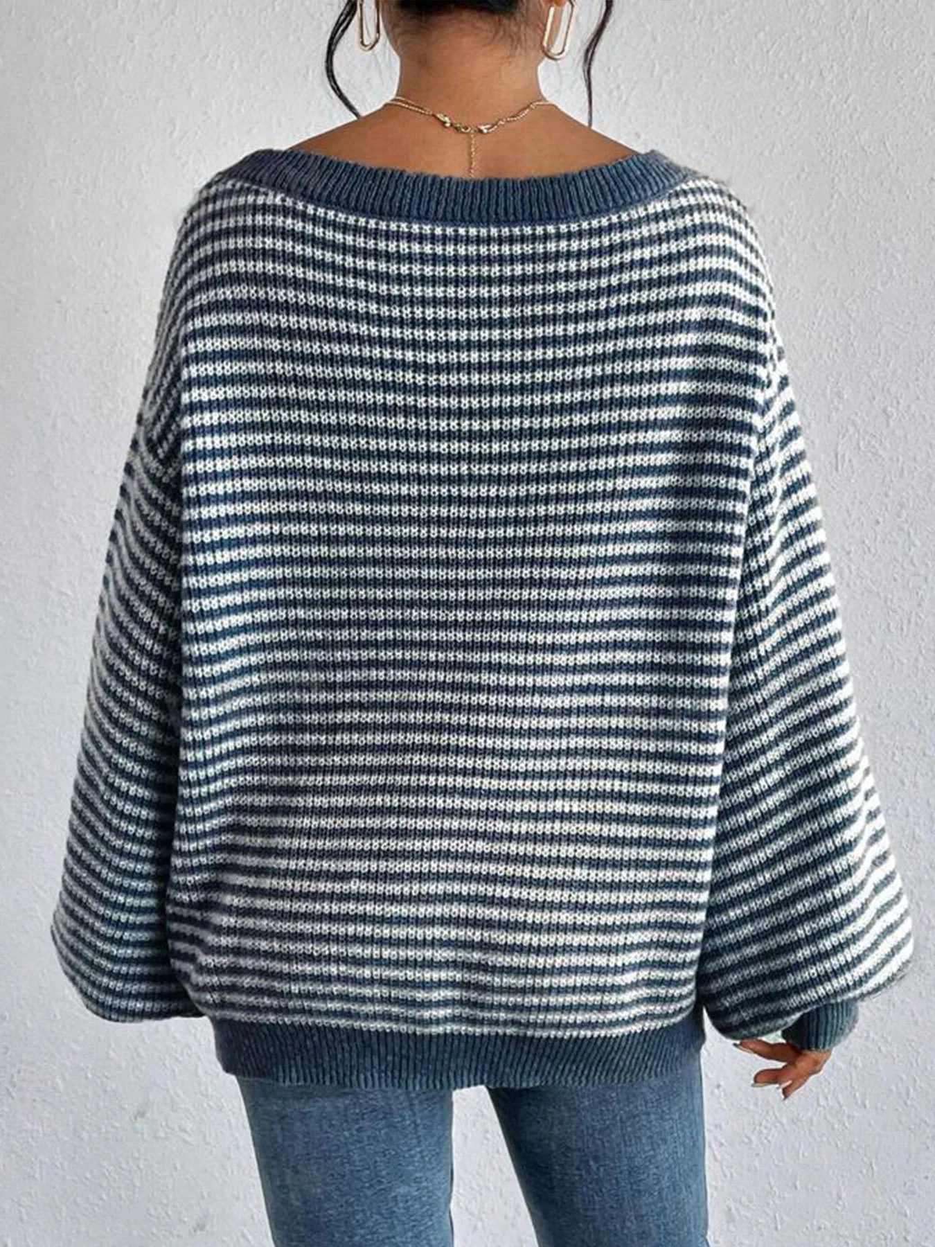 Loose Casual Cotton Striped Sweater